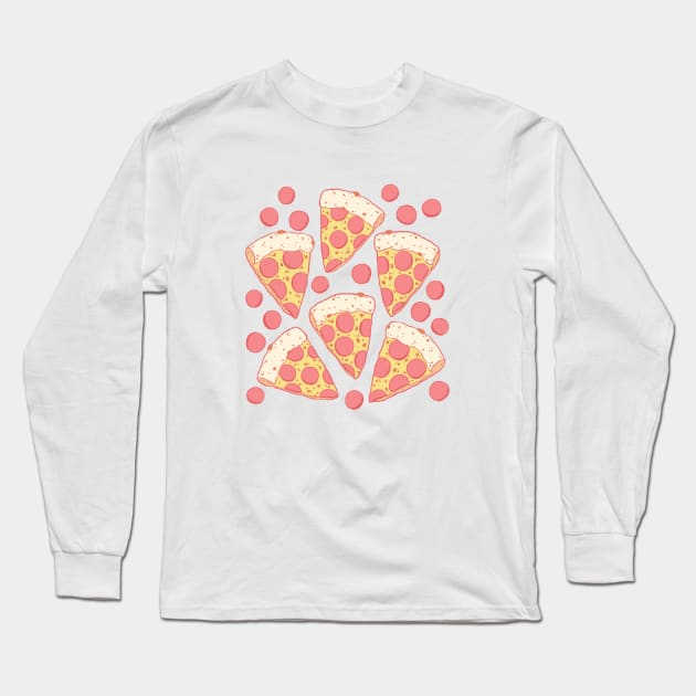 Pastel Pepperoni Pizza Party Long Sleeve T-Shirt by Carabara Designs